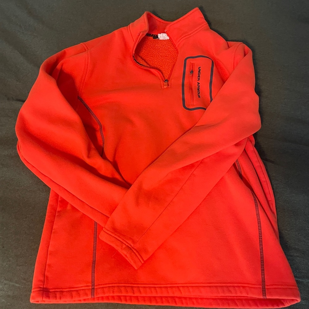 Bright orange Under Armor mens fleece size large. Great condition